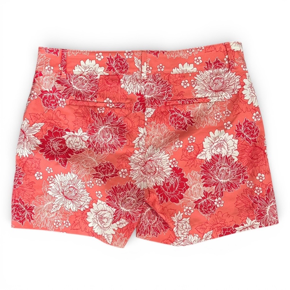 Isaac Mizrahi Mid Rise Shorts Tailored Dressy Summer Floral Coral Pink White 10 - Picture 4 of 8